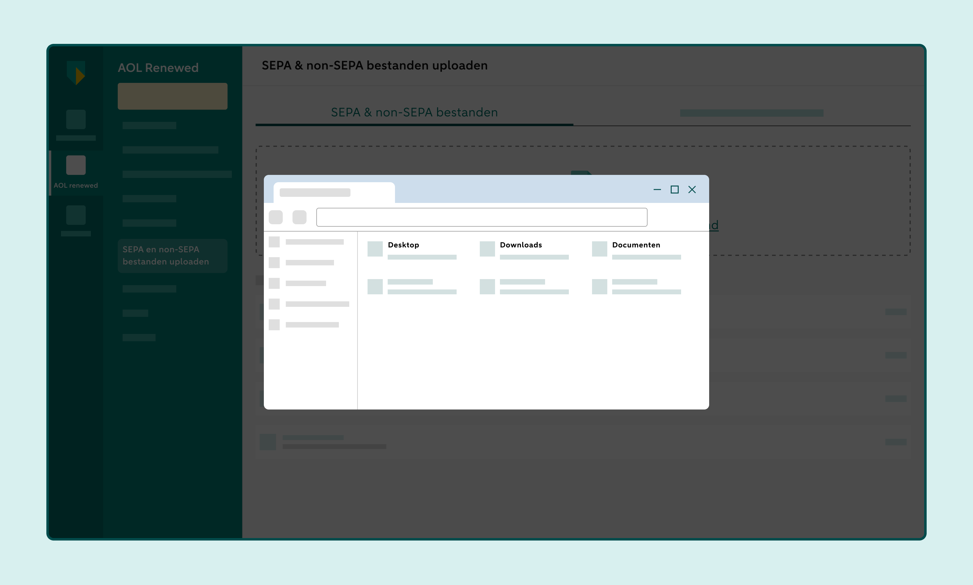Bestandsverkenner met diverse mappen waaruit een bestand kan worden geselecteerd om te uploaden naar Access Online Renewed.