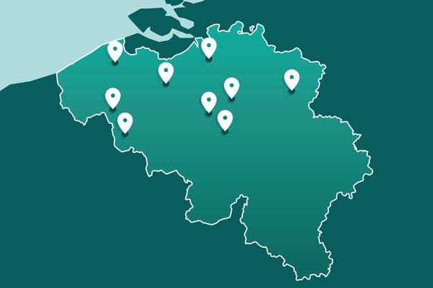 Map with ABN AMRO offices in Belgium