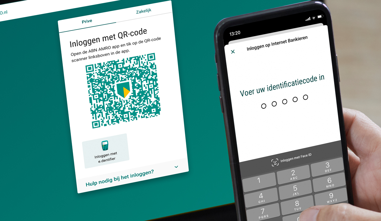 Vul in de ABN AMRO app de 5-cijferige identificatiecode in.