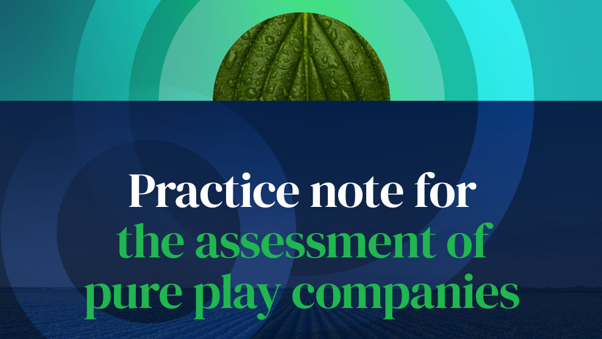 Cover Practice note for the assessment of pure play companies